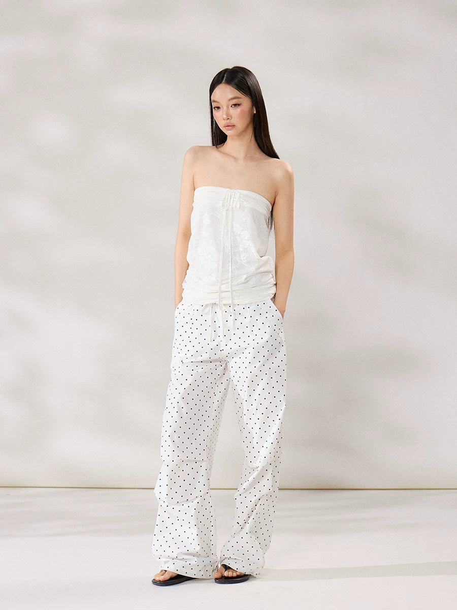 WITHMIN Polka Dot Slim Versatile Casual Pants