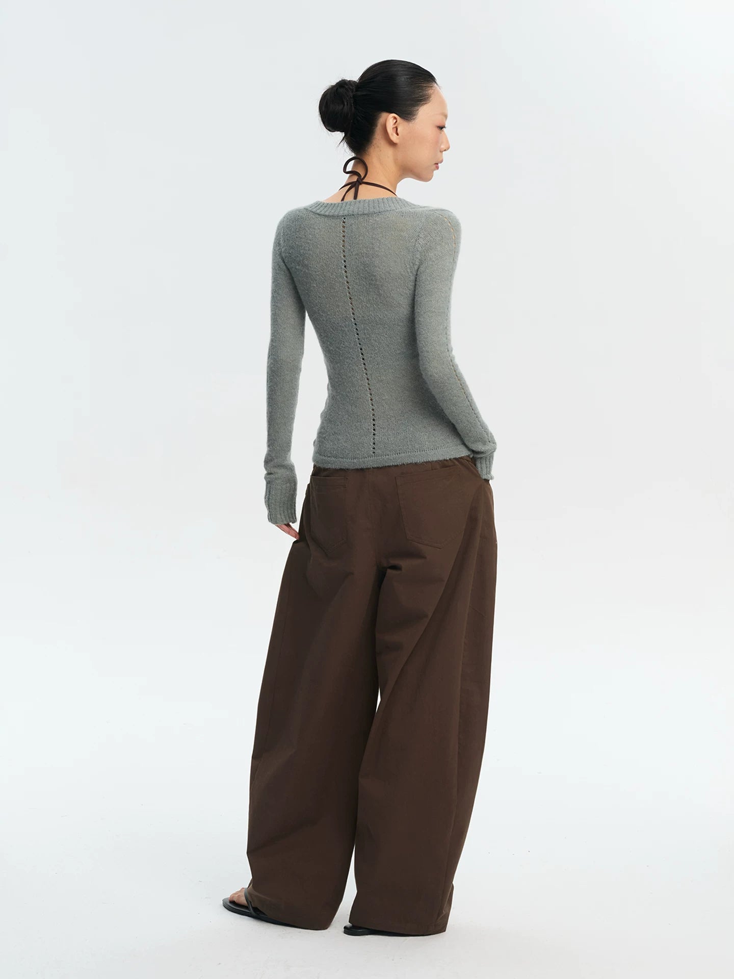 LINY LIBERTY Slim Fit V-neck Hollow Long Sleeve