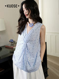Kuosev Neck Polka Dot Kink Sling Vest