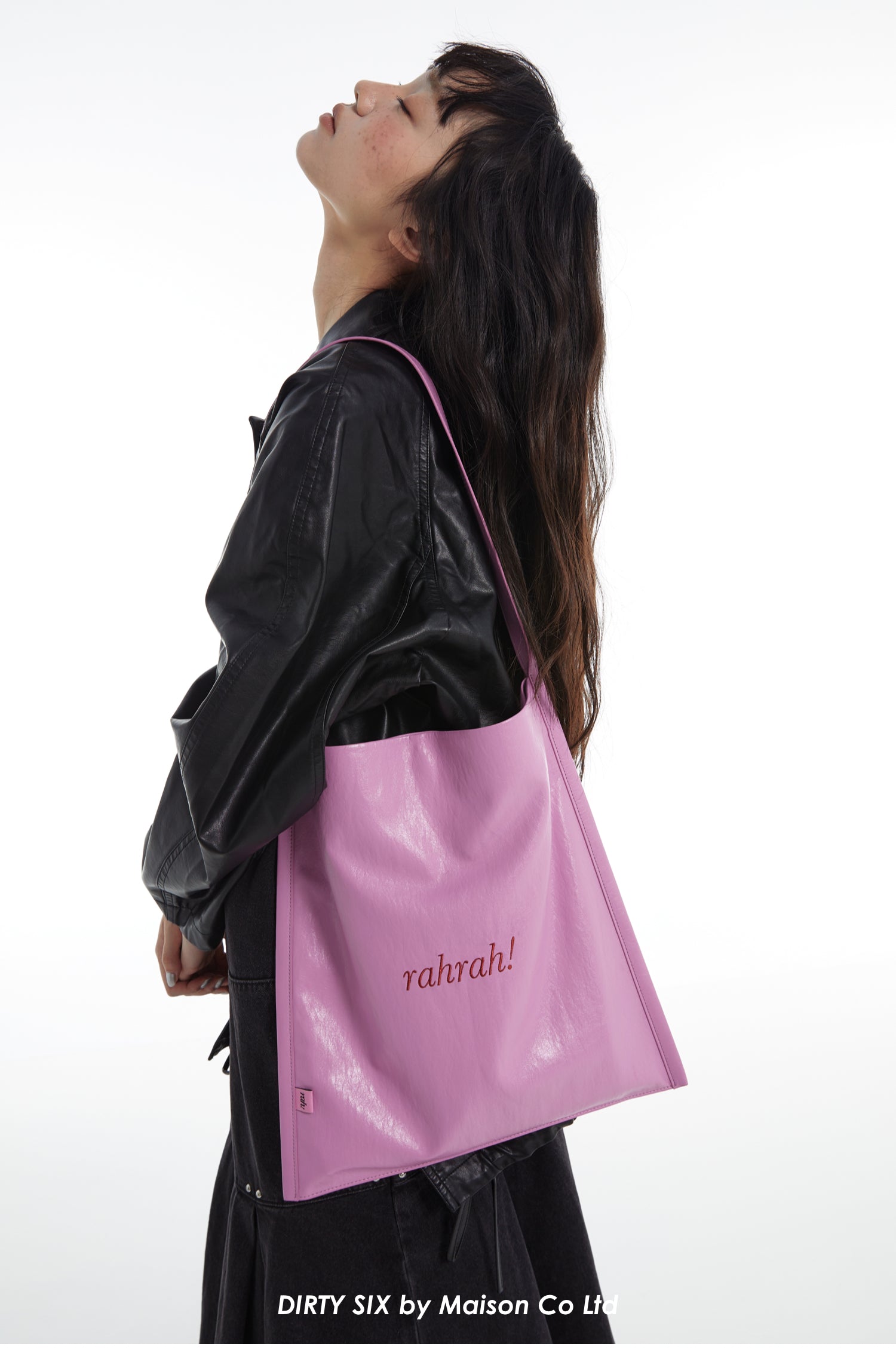 DirtySix "rahrah!" contrasting embroidery thread leather tote bag