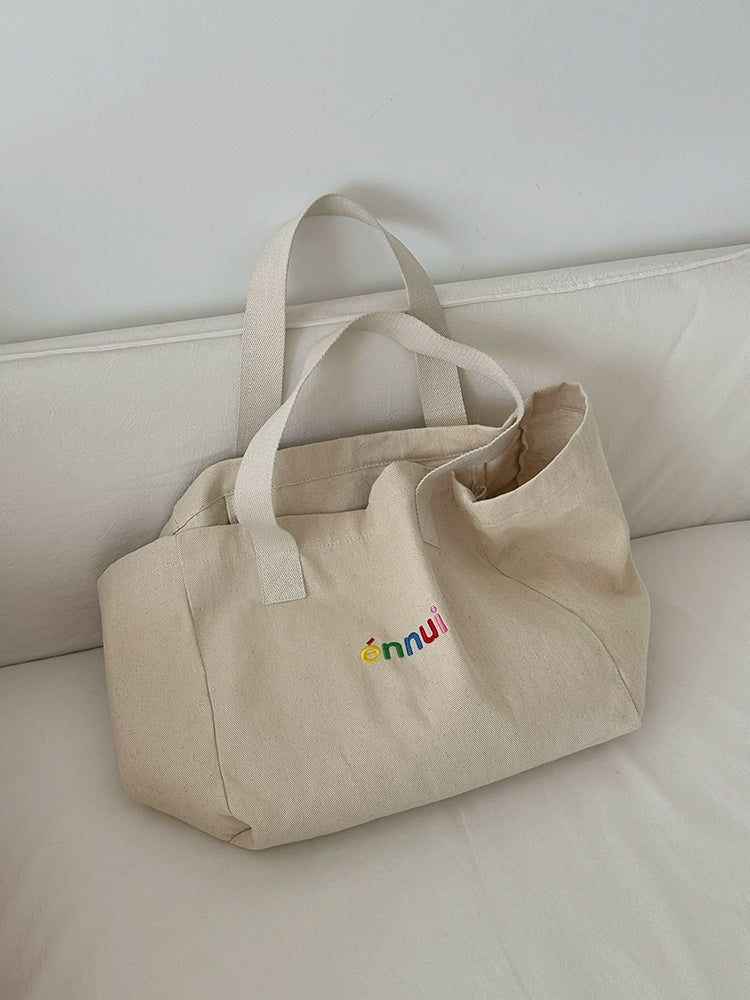ENNUI Comfortable Embroidered Twill Shoulder Carry Canvas Bag