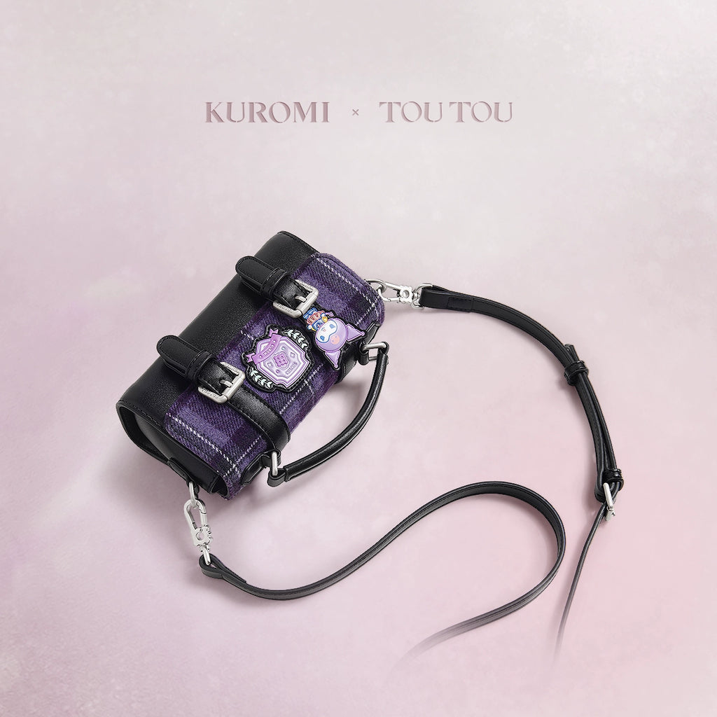TOUTOU Kuromi College Plaid Shoulder Messenger Bag