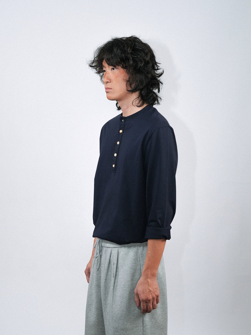 O3PARK Retro Casual Collarless Polo Shirt