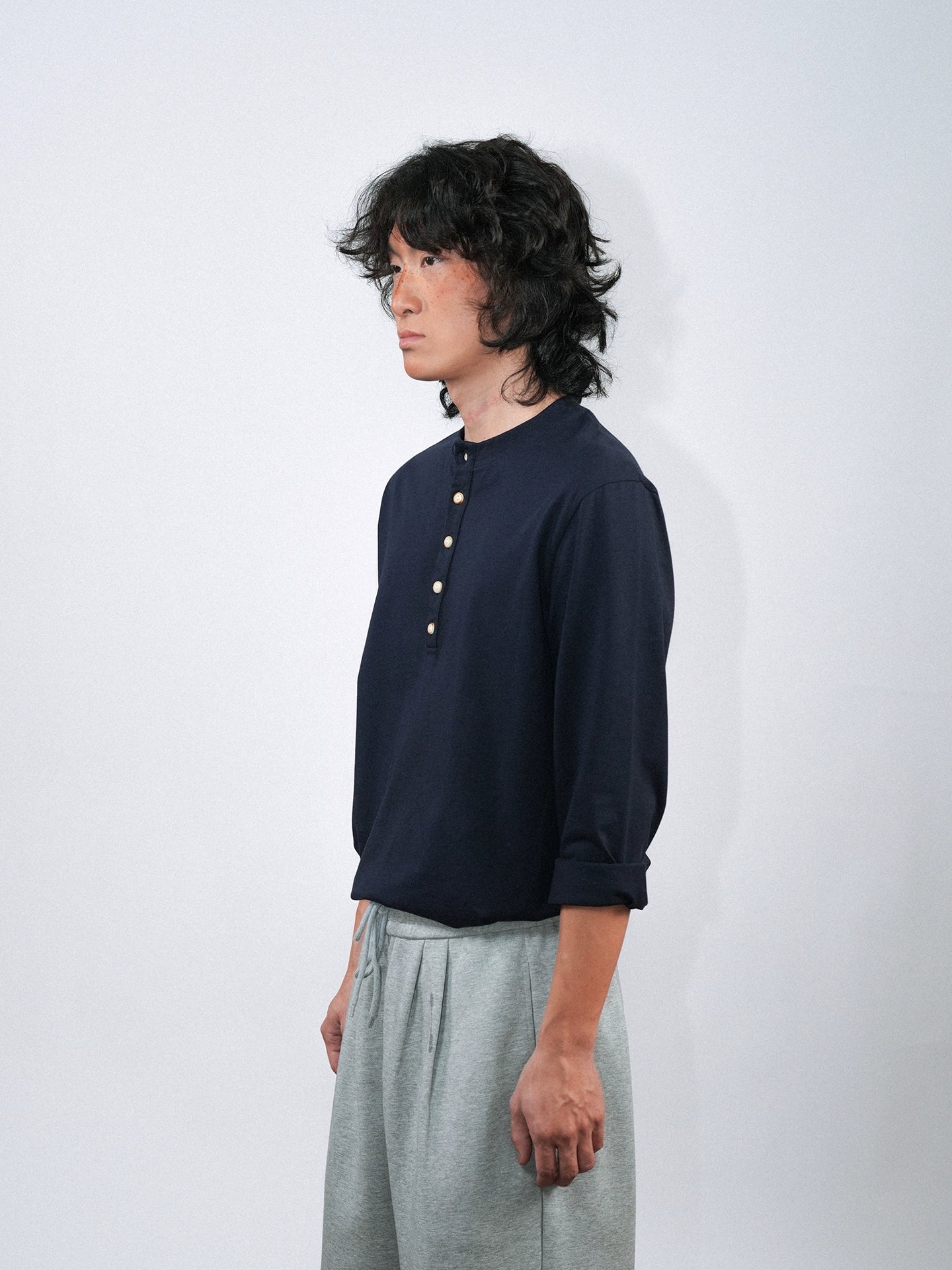 O3PARK Retro Casual Collarless Polo Shirt