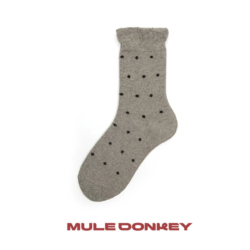 Mule Donkey Polka Dot Medium Tube Wool Stacking Socks