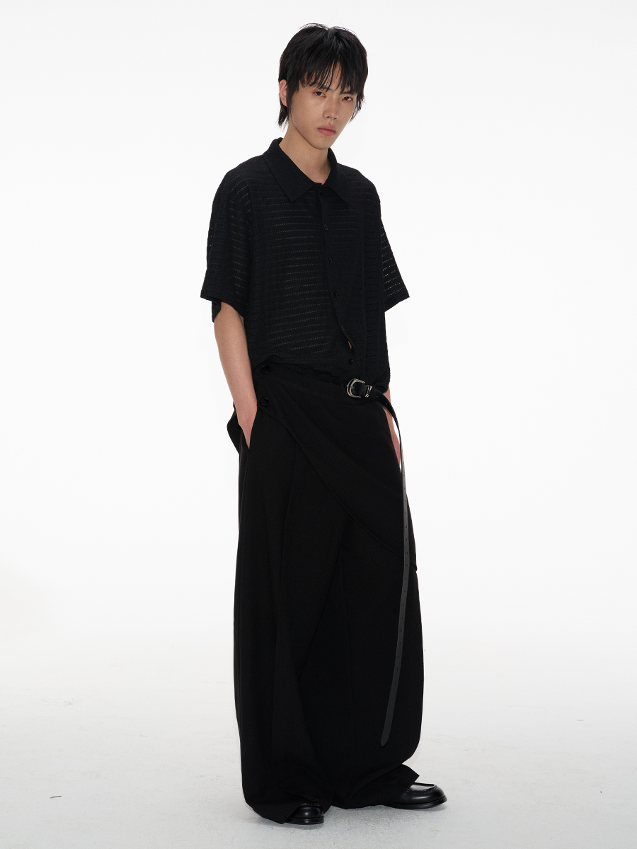 JCAESAR Skeleton Striped Short-sleeved Shirt