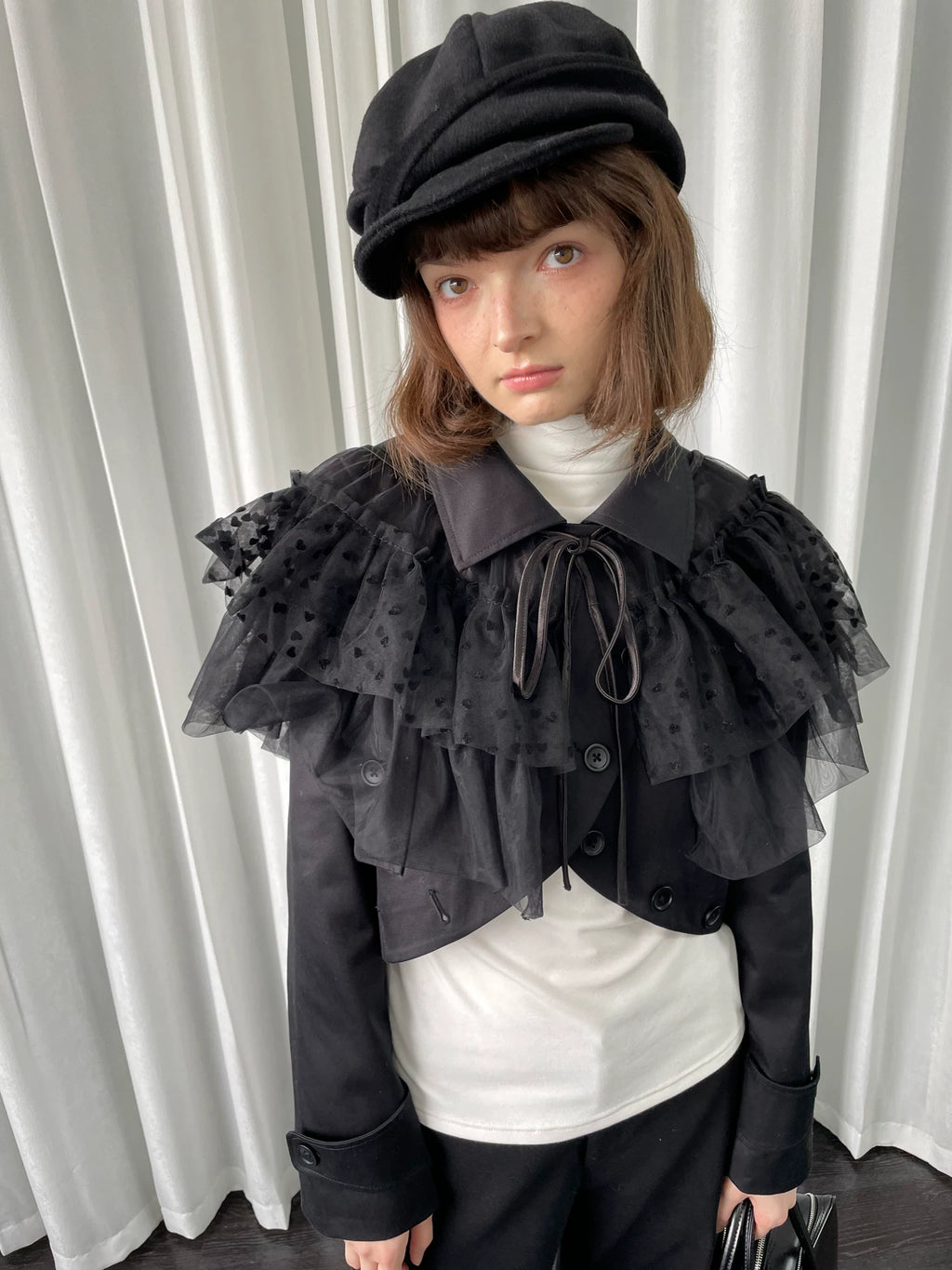 Loosesmell Multilayer Mesh Lace-Up Shawl Cape