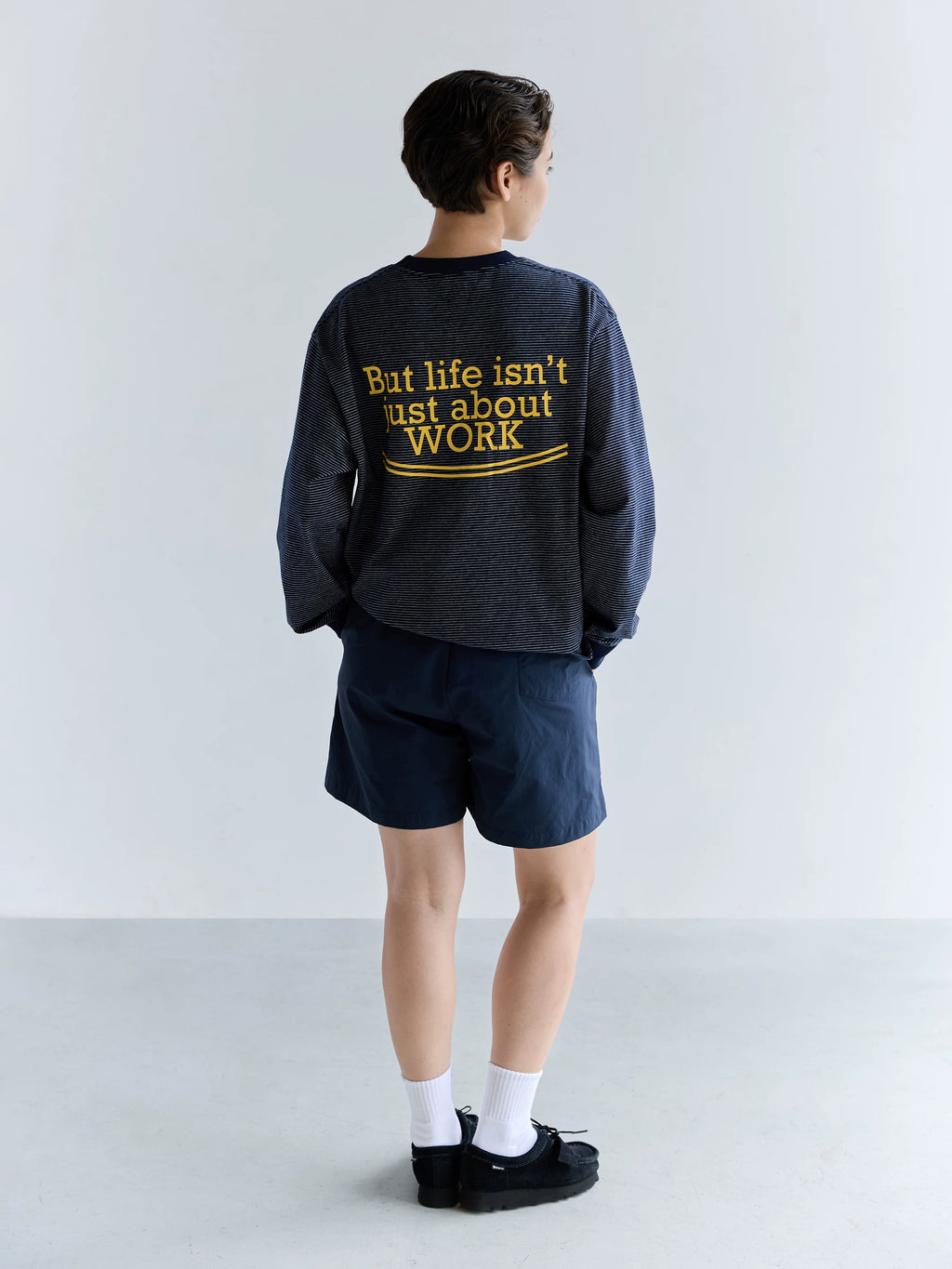 BENT IDEA Letter Print Pinstripe Loose Long Sleeves