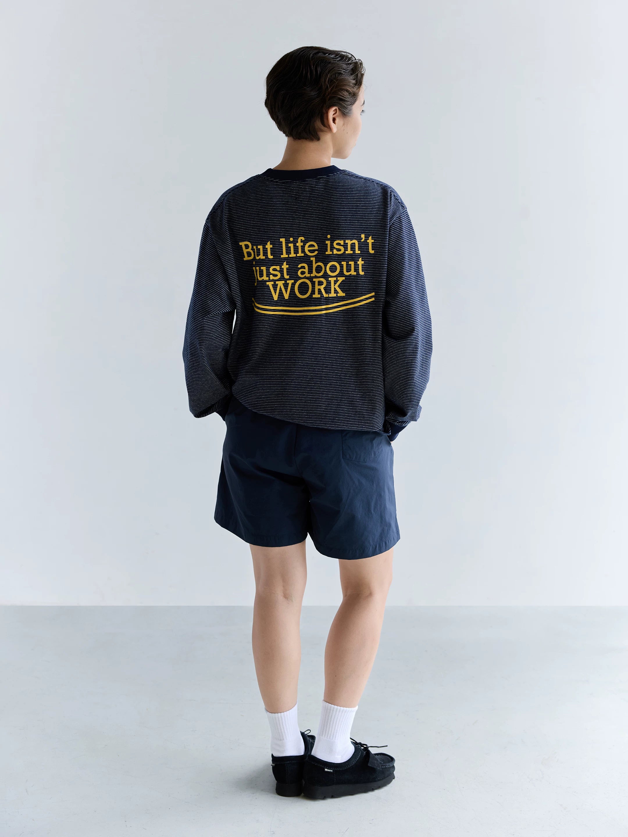 BENT IDEA Letter Print Pinstripe Loose Long Sleeves