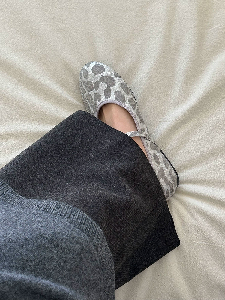 Ennui Cold Leopard Print Round Head Retro Flat Mary Jane Single Shoes