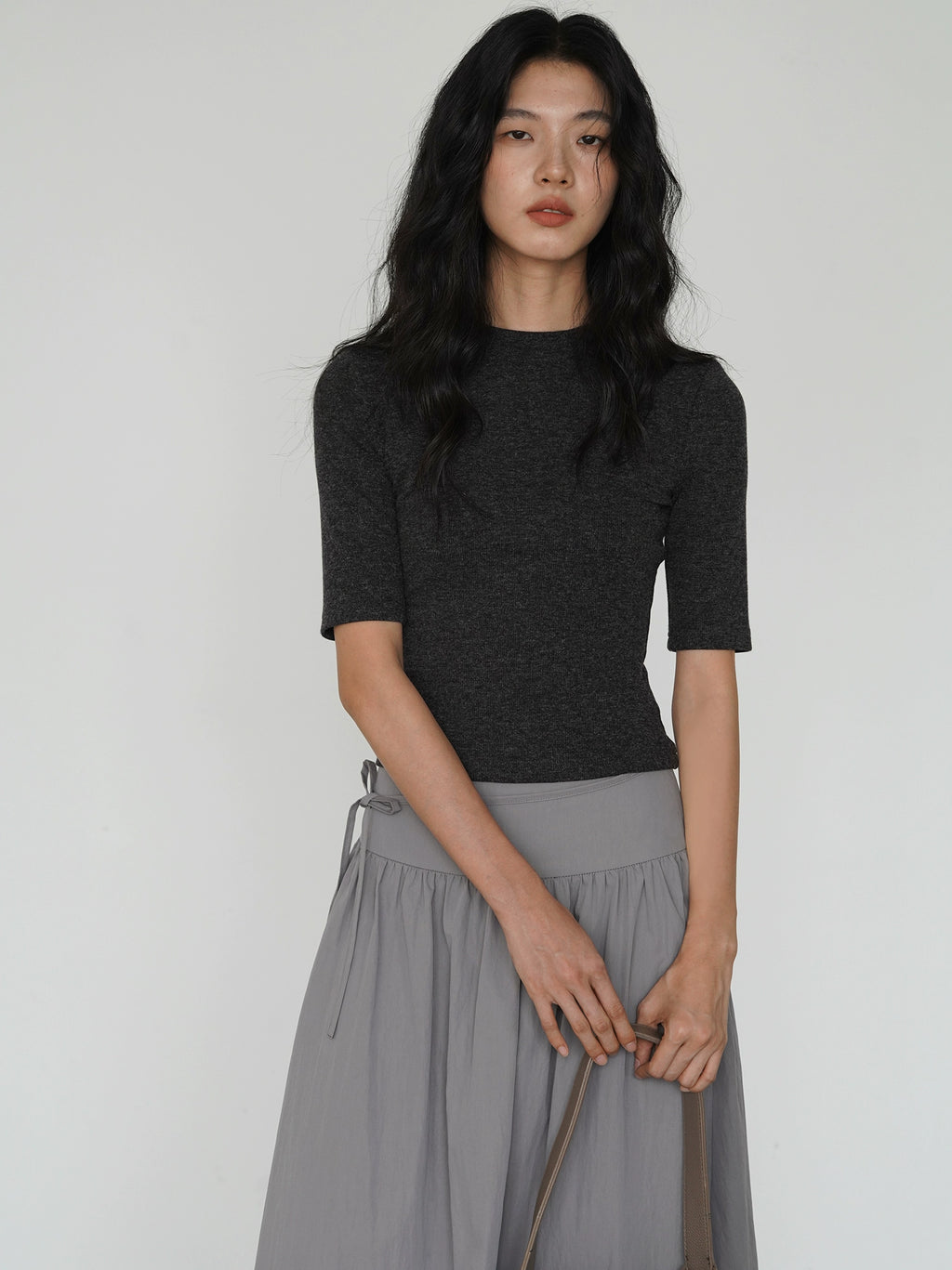 EIGHTHMONTH Slim Fit Medium Sleeve Knitted Simple Tee