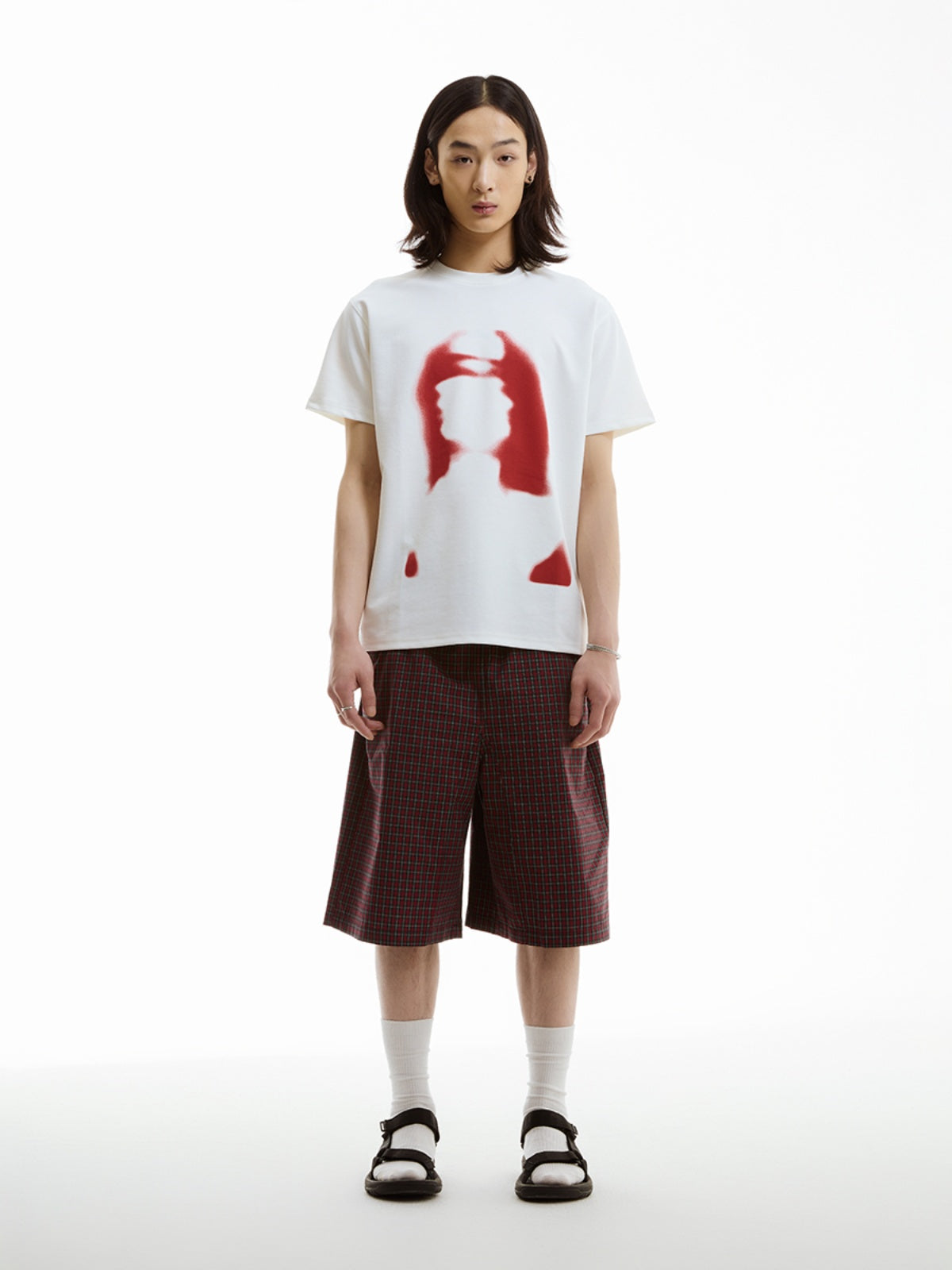 FUNKYFUN Blur Portrait Direct Injection Printing Tee