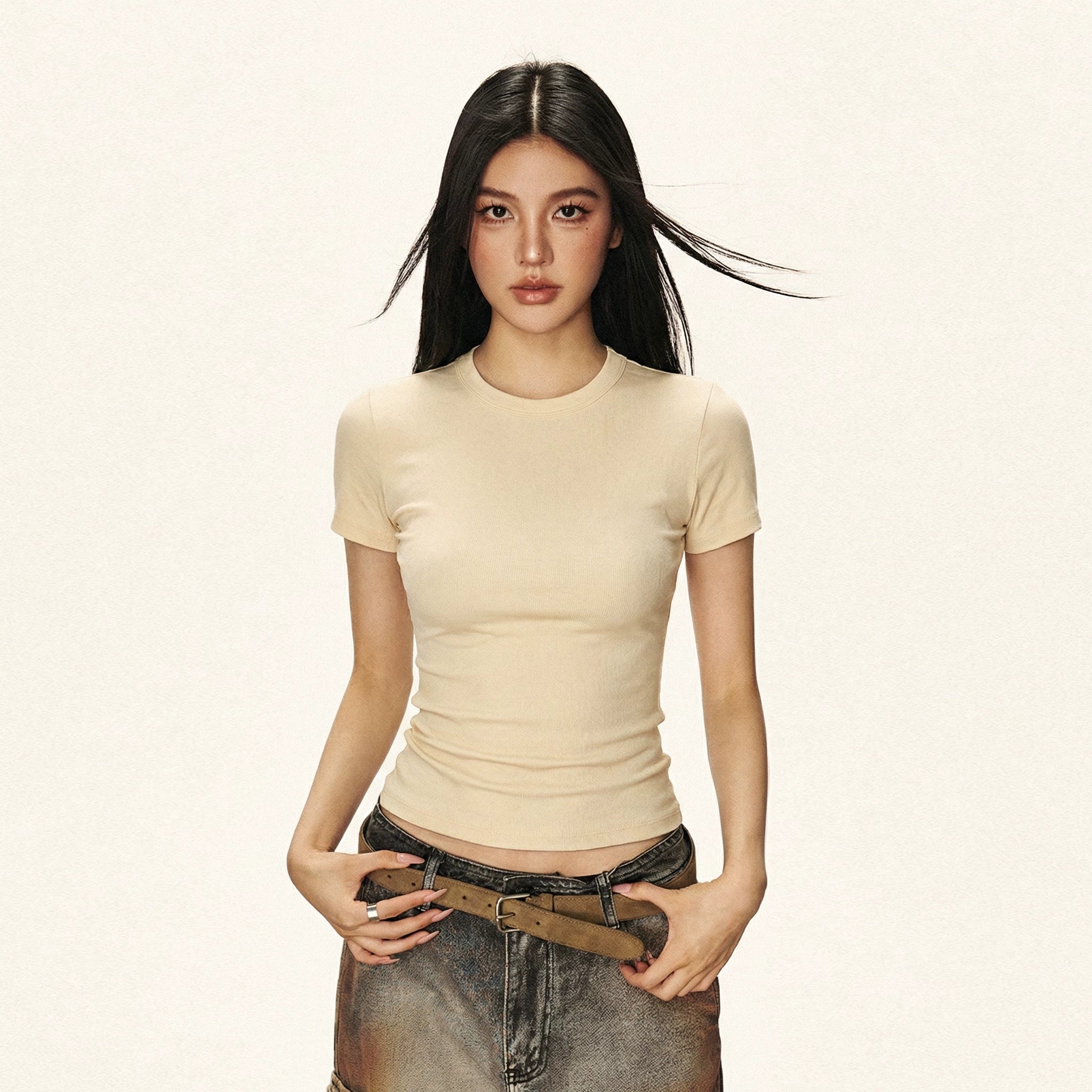 Cherry Melody | Vintage Slim-Fit Tencel Crew Neck Tee