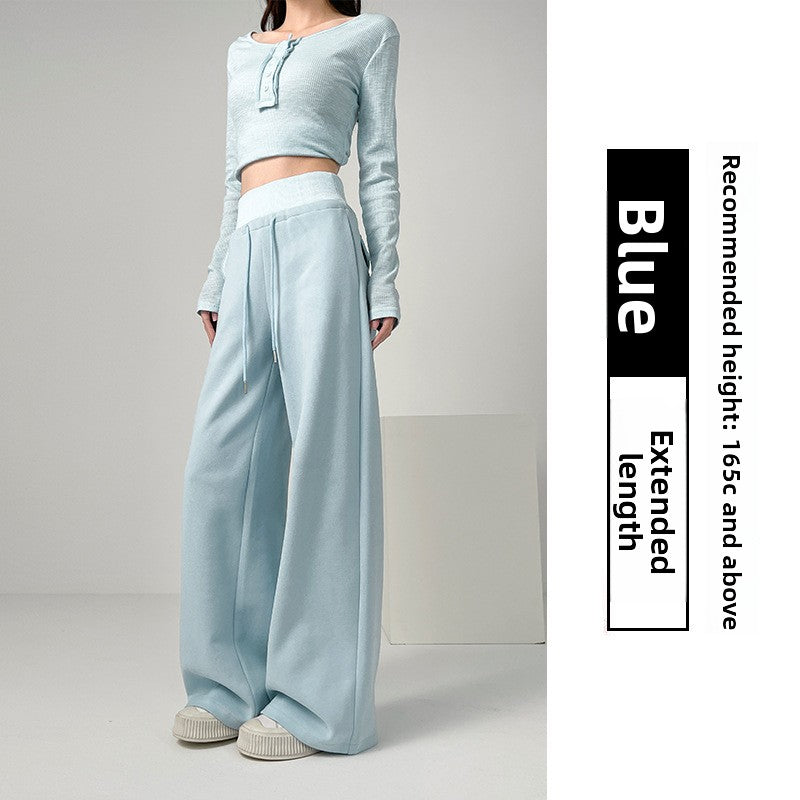 TIANQINGSE High-waisted Slim Straight Casual Wide-leg Sweatpants