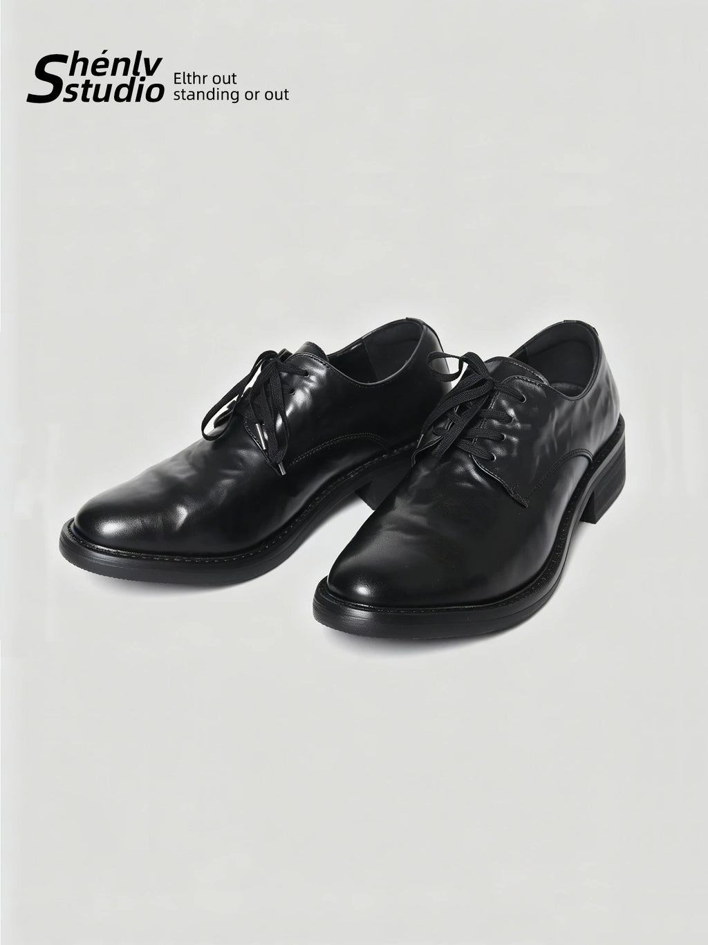 SHENLV STUDIO Pointed Pleated High-heeled Leather Shoes