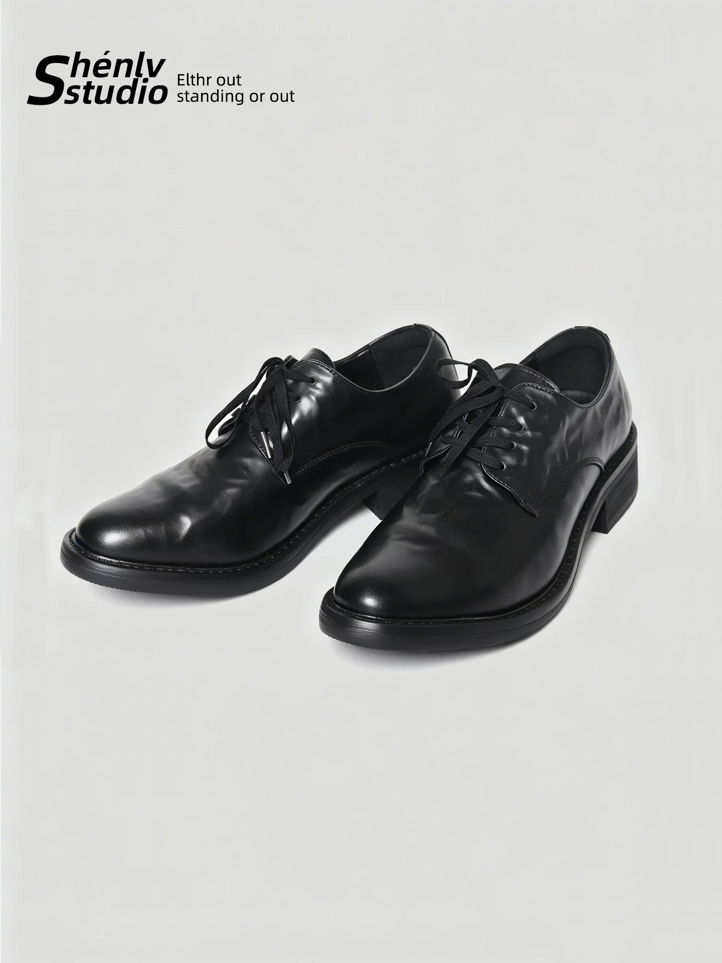 SHENLV STUDIO Pointed Pleated High-heeled Leather Shoes