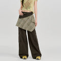 Girlyhalo Vintage Checked Fart Curtain Loose Wide Leg Pants