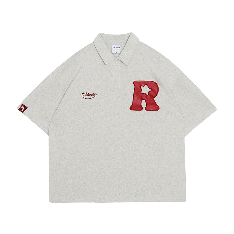 UNTILWERICH Vintage Polo Shirt Lapel Embroidered Tee
