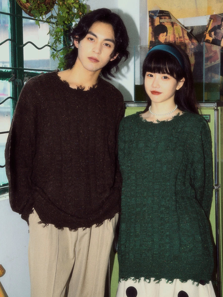 ALOHA Vintage Lazy Slack Twist Striped Sweater