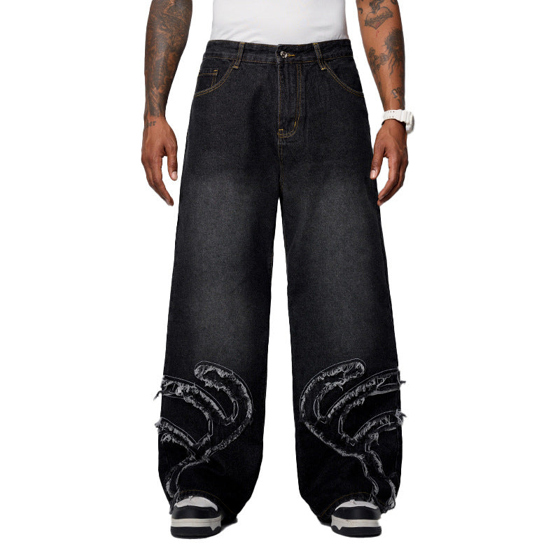 Inflation Loose Straight Bearded Jeans