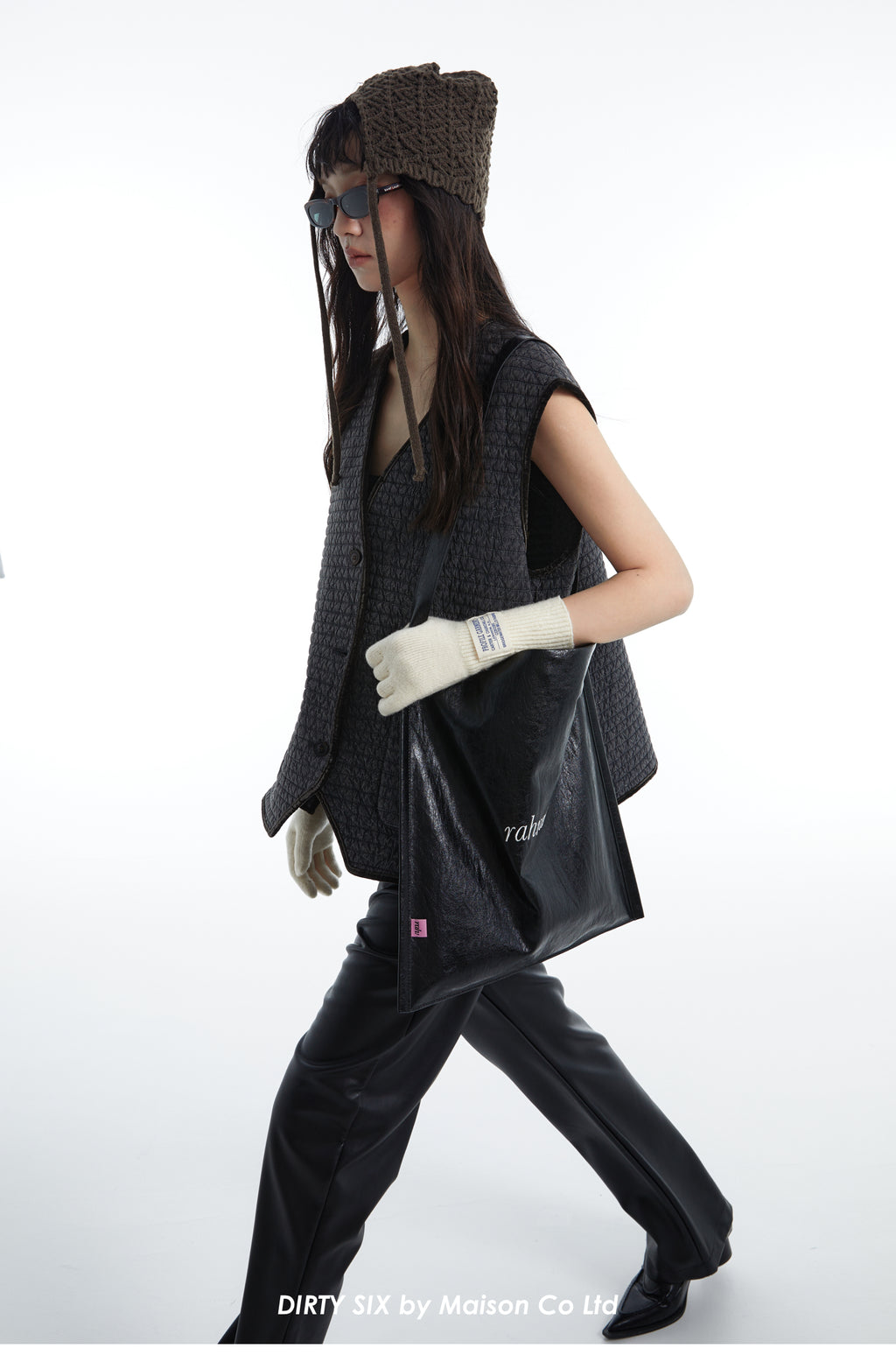 DirtySix "rahrah!" bag 5 colors contrasting embroidery thread soft leather tote bag