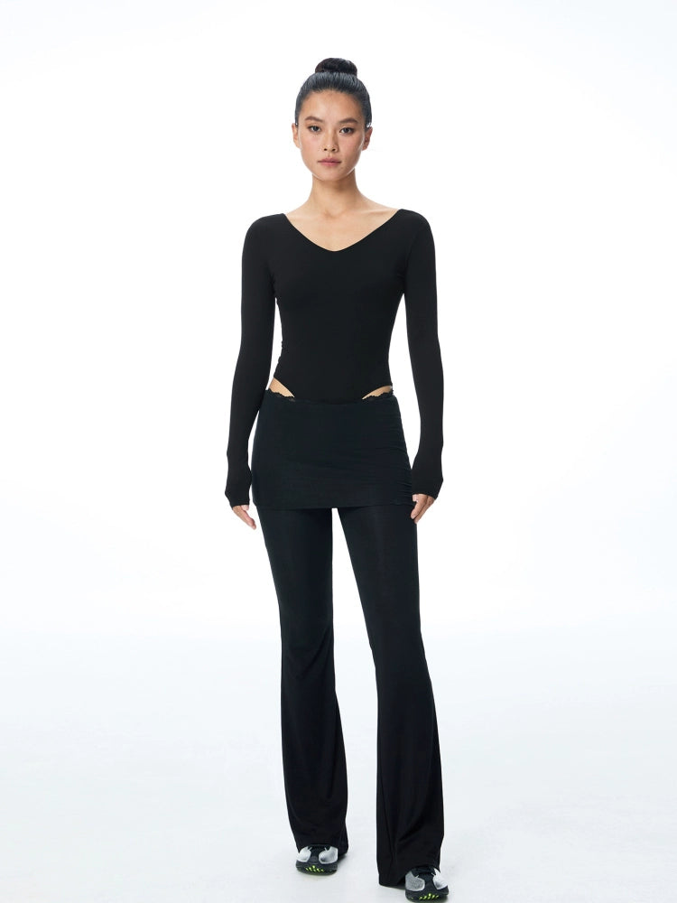 ABMY Lace Knitted Fake Two-piece Micro-stretch Slacks