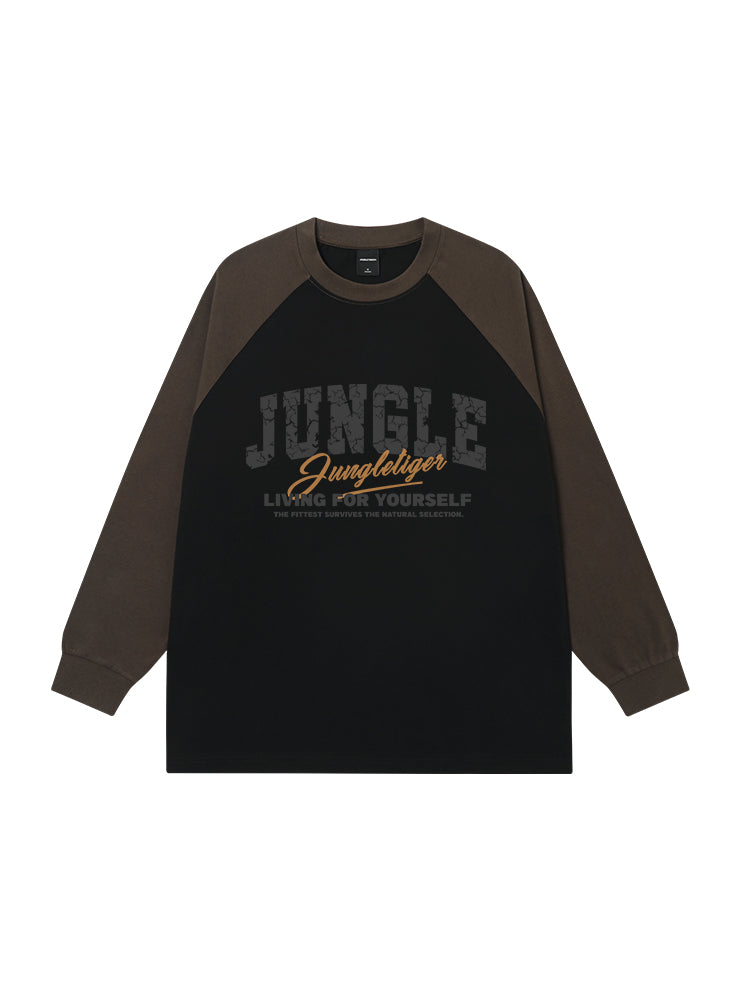 Jungle tiger Japanese cityboy shoulder plugged long-sleeve tee