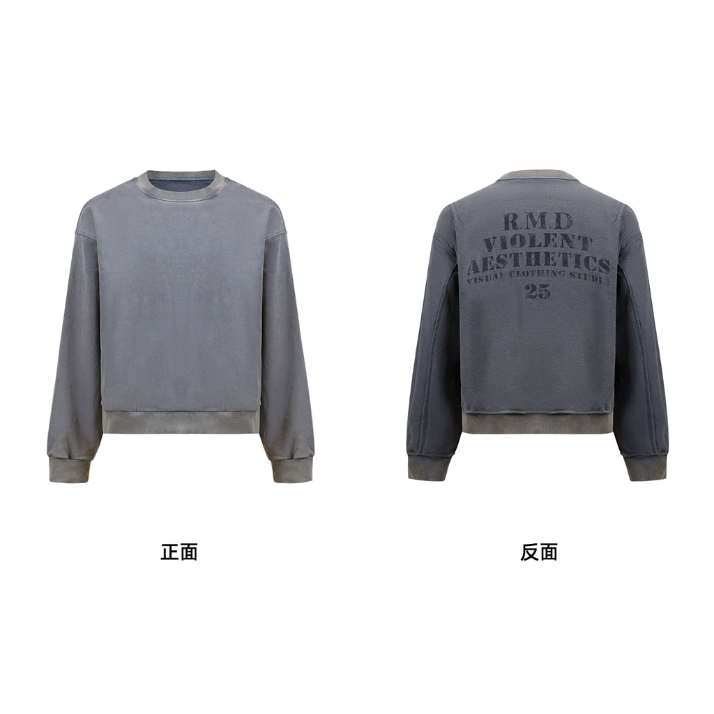 Remedy Vintage Double Sided Loose Crew Neck Sweater