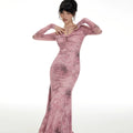 IMONE Vintage Slim Fit Alphabet Floral Full Printed Dress