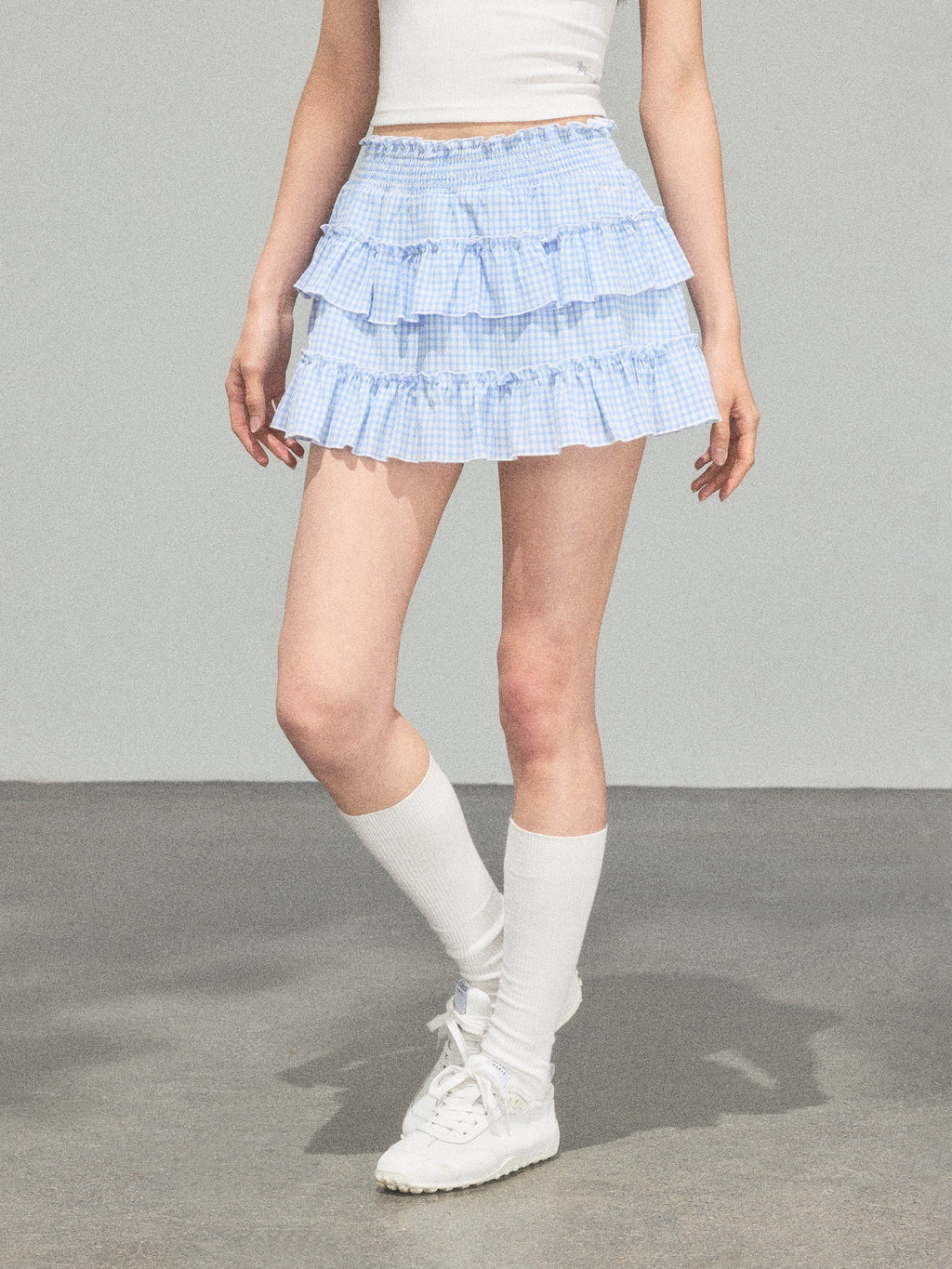 Ariseism Lace Stitching Elastic Waist Tutu Skirt