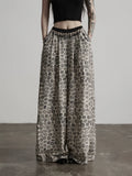 INDULGE Beaded Full Print Straight Wide-leg Thin Trousers