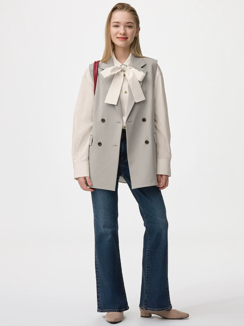 GU Fashion Casual Lace-Up Shirt Long Sleeve