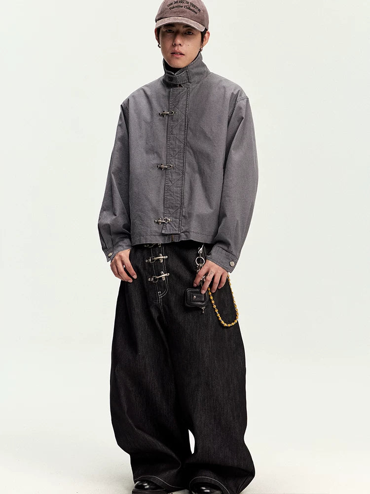 CoosRetro Vintage Washed Old Placket Tooling Jacket