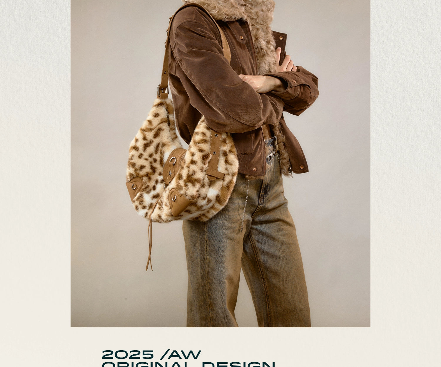 JACD Leopard Print Plush Shoulder Messenger Bag