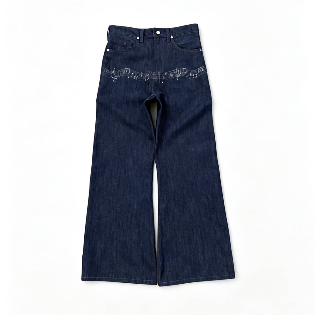 FTS Retro Music Note Embroidered Slacks