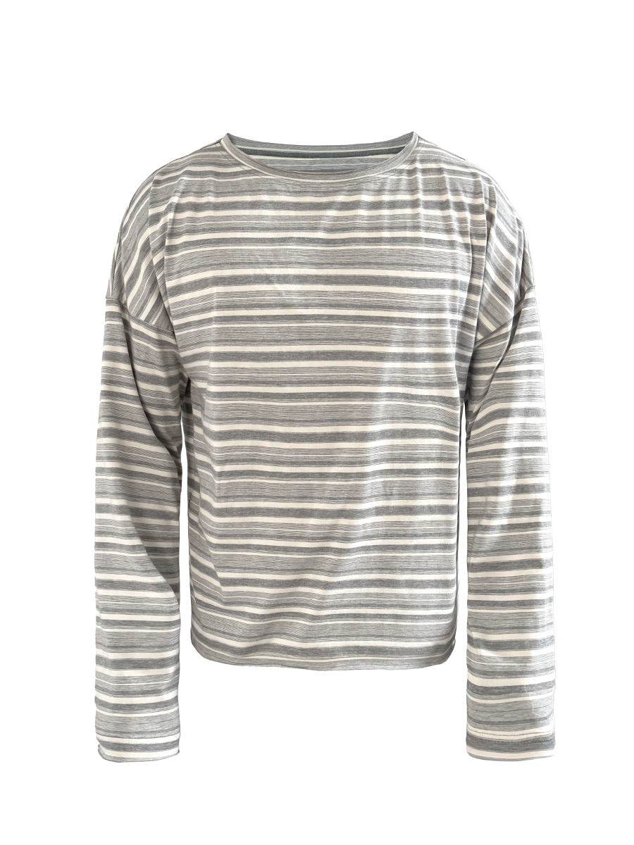 JCAESAR Casual Striped Curled Long Sleeve