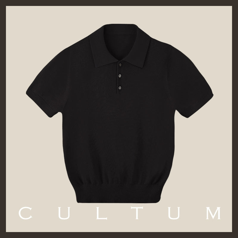 CULTUM  Breathable Knitted Polo Shirt Short Sleeve