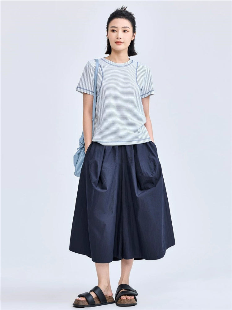 Giordano Bud Elastic Waist Seven-Point Wide Leg Pants