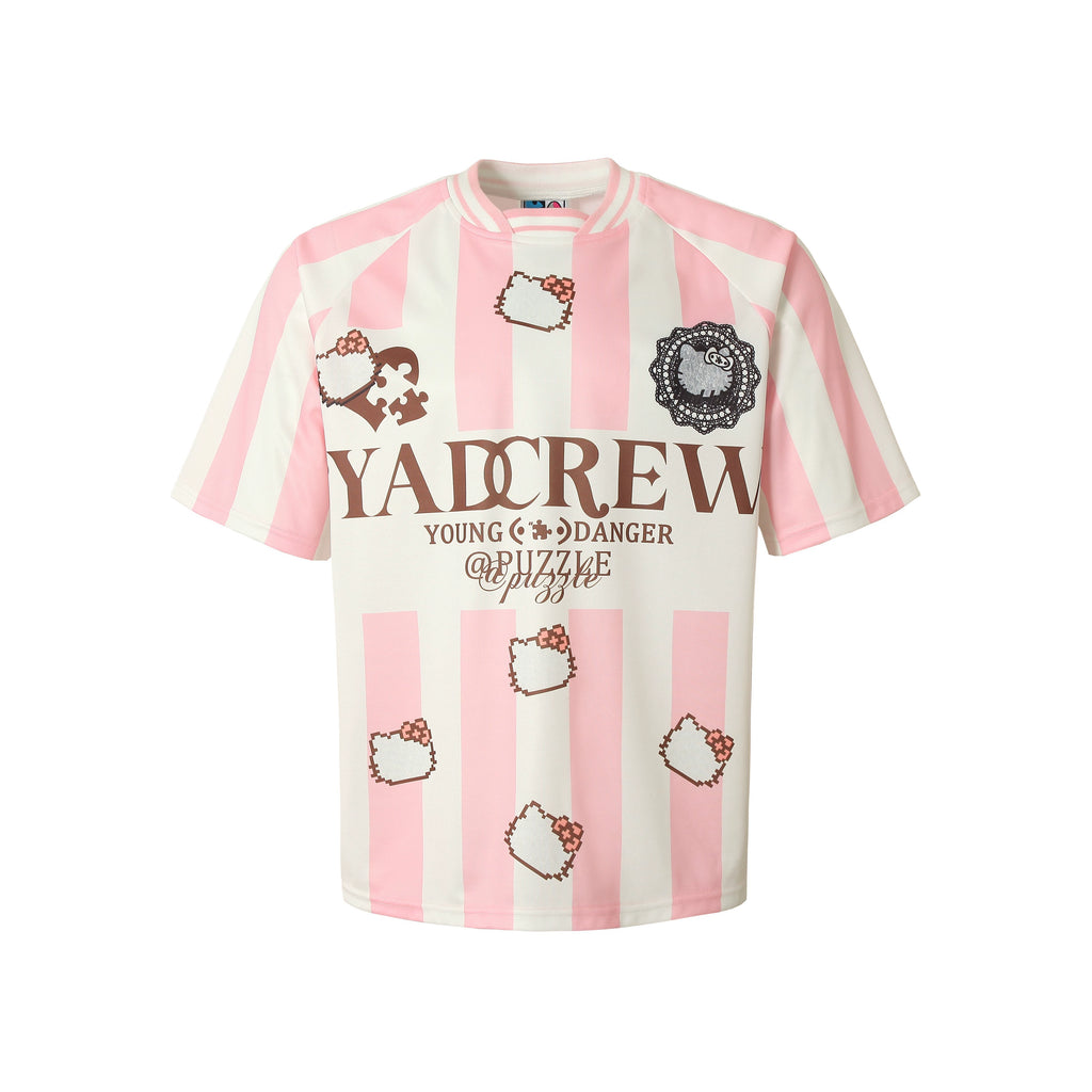 YADcrew Mosaic Print Cat Striped Tee