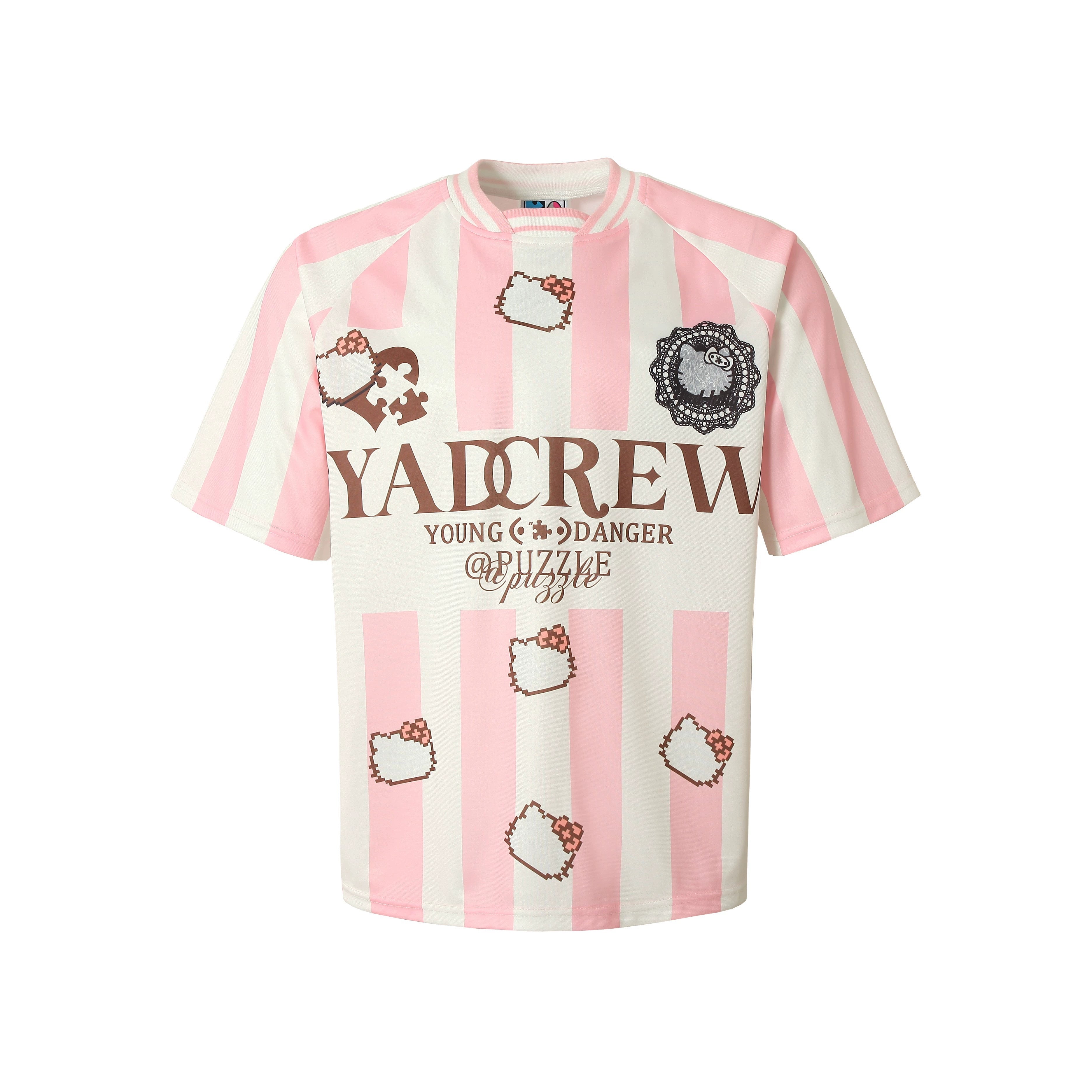 YADcrew Mosaic Print Cat Striped Tee