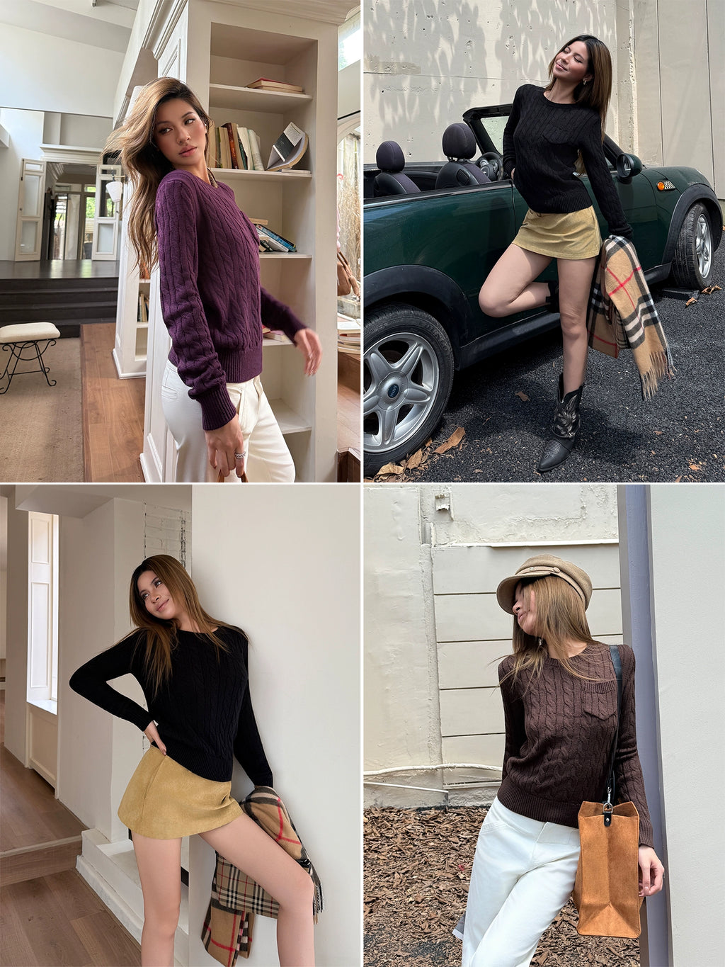 Audwyn Crew Neck Twist Sweater Slim-Fit Knitted Sweater