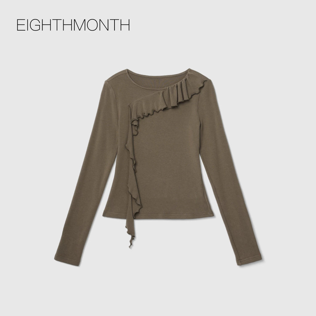 Eighthmonth Single-sided Fungus Edge Slimming Looklong Sleeves