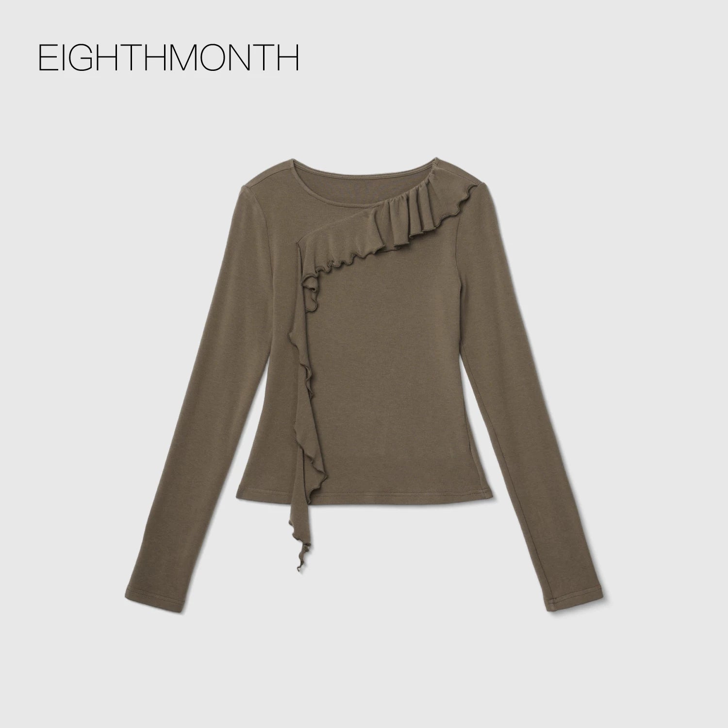 Eighthmonth Single-sided Fungus Edge Slimming Looklong Sleeves