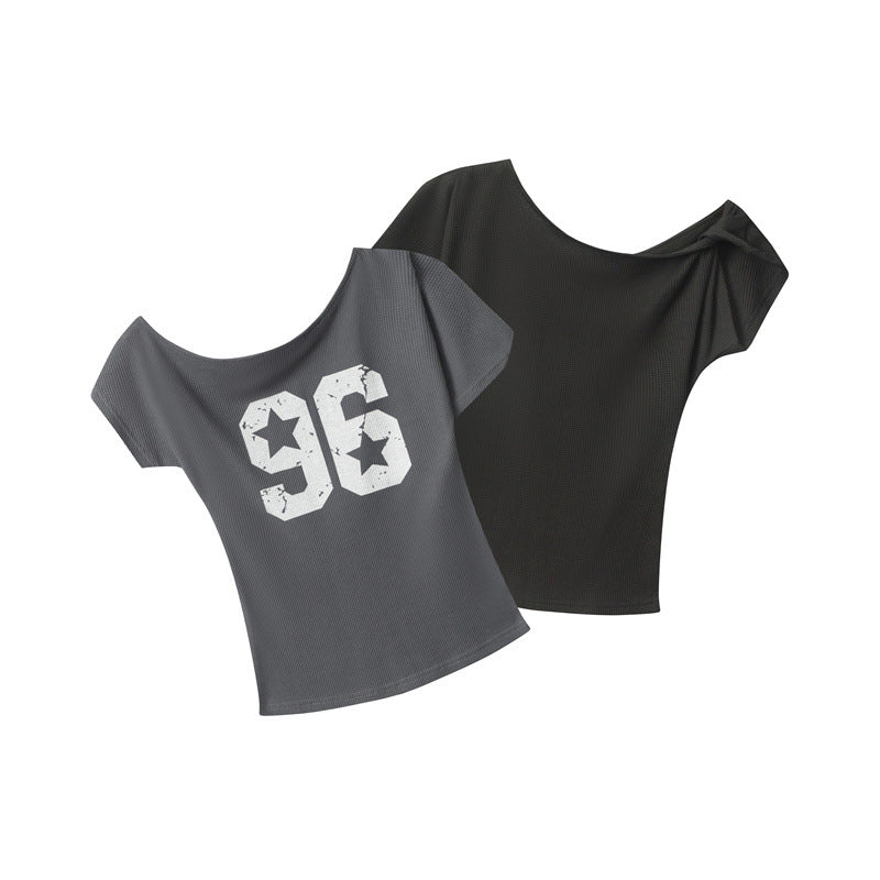 Nariele Slanted Collar Print Design Hottie Tee