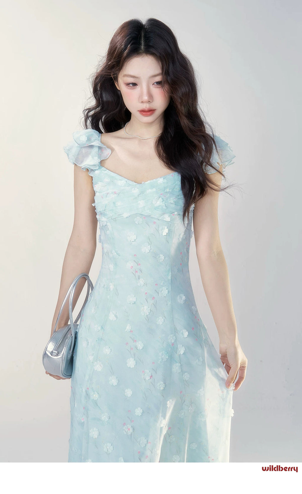 Wildberry Temperament Sweet Floral Waist Dress