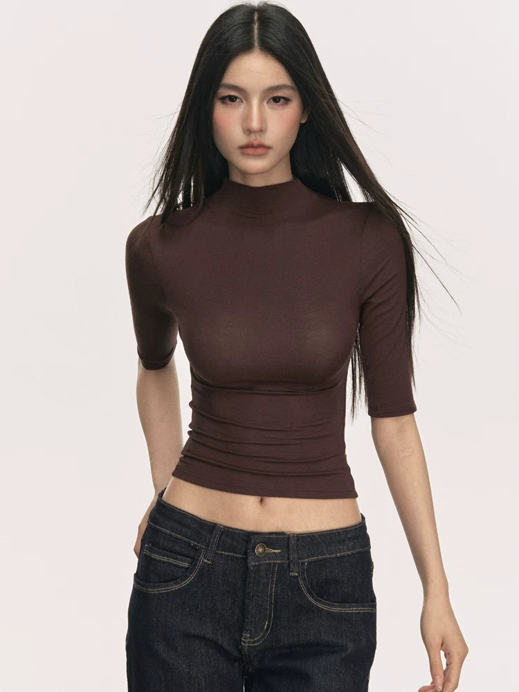 Anna Aneae Small Turtleneck Slim-fit Fleece Bottoming Shirt