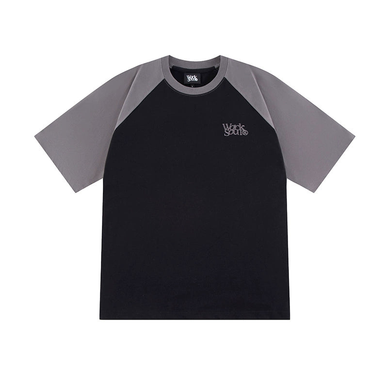 NICEBAD Contrasting Color Raglar Sleeve Embroidery Tee