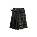 JIKOO Contrasting Color Splicing Plaid Skirt