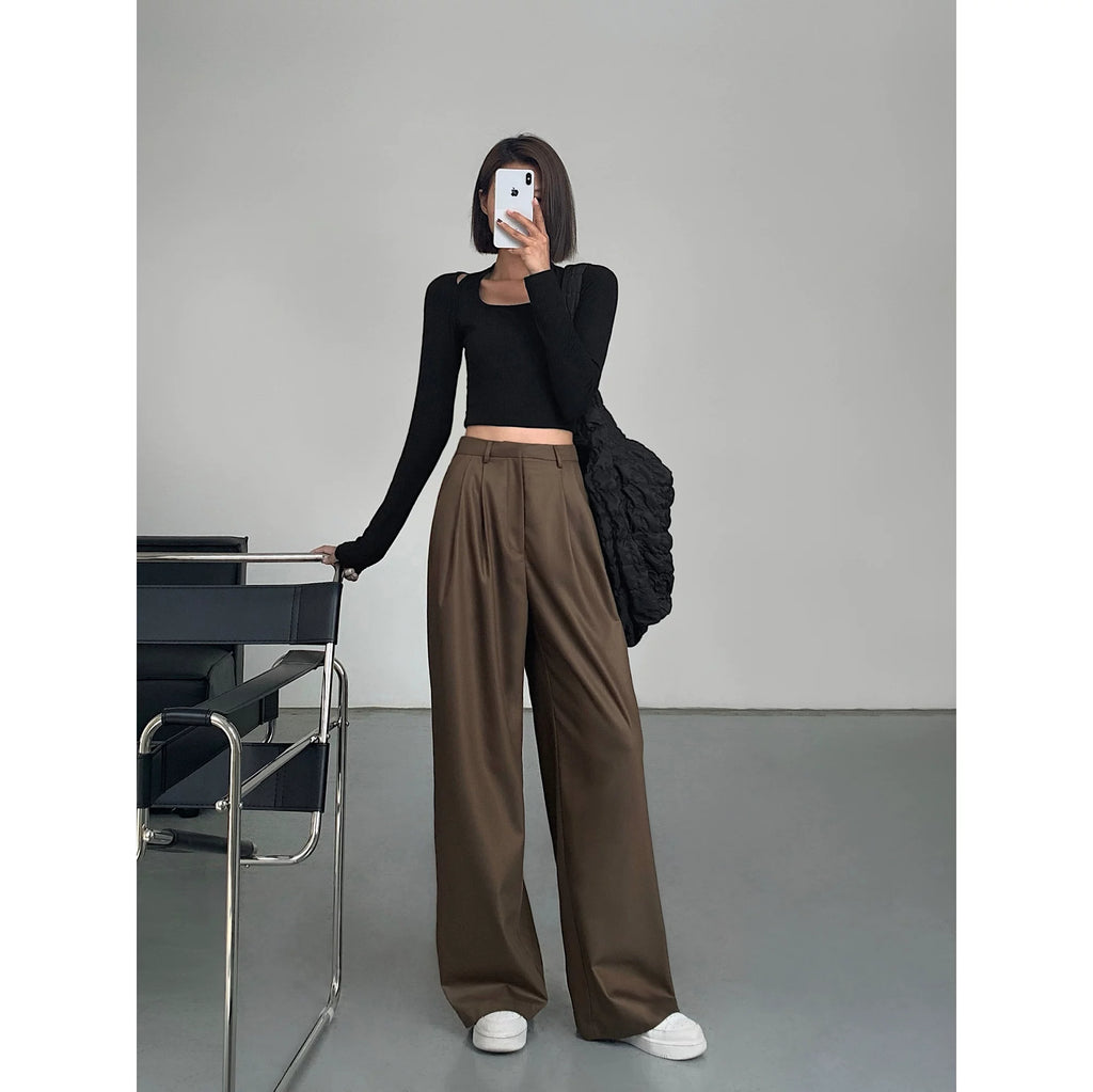 Ousph High Waist Loose Versatile Mopping Casual Pants