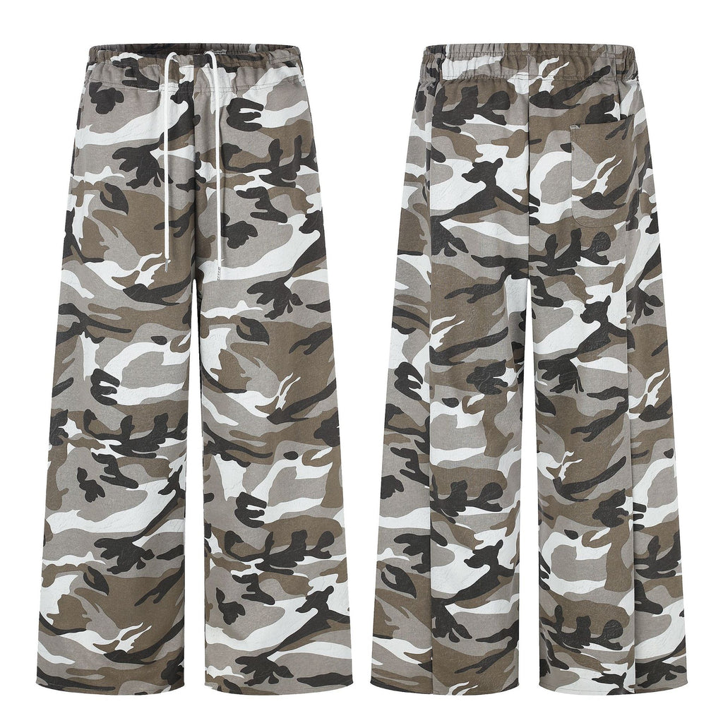 11KN Retro Camouflage Straight Wide-leg Pants
